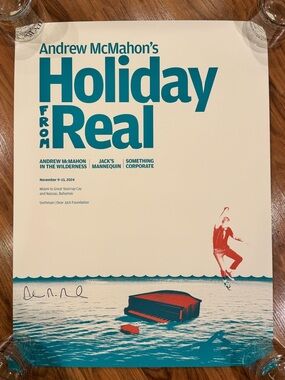 Holiday From Real Cruise 2024 signed poster by Andrew McMahon - 18x24